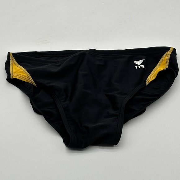 TYR Size 30 Black And Yellow Men's Swimsuit Swim Brief - Picture 1 of 5